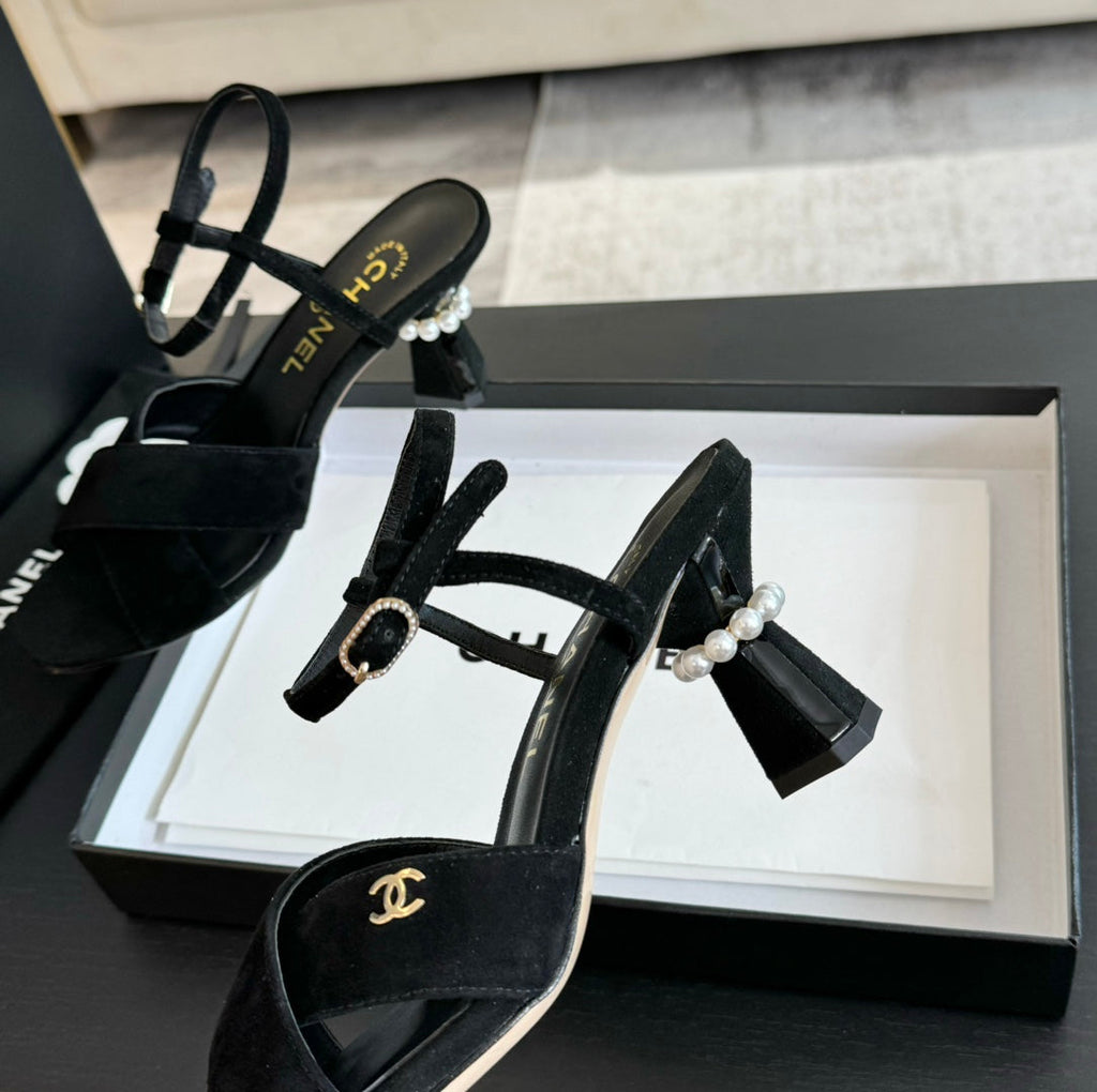 High Sandals Lambskin Black