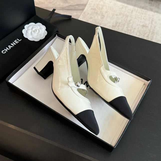 Double C WOMEN'S Slingback SPIRIT TOE White Lambskin