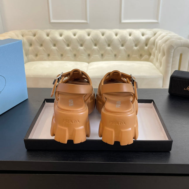PRA RUBBER MONOLITH SANDALS BRONZE CALFSKIN