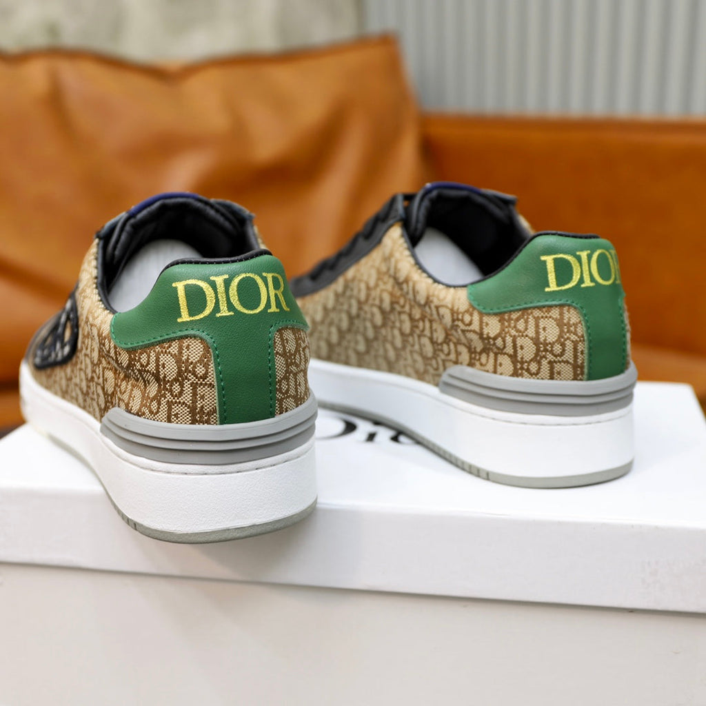 CD LOW TOP BASIC SNEAKER BLACK CALFSKIN AND JACQUARD