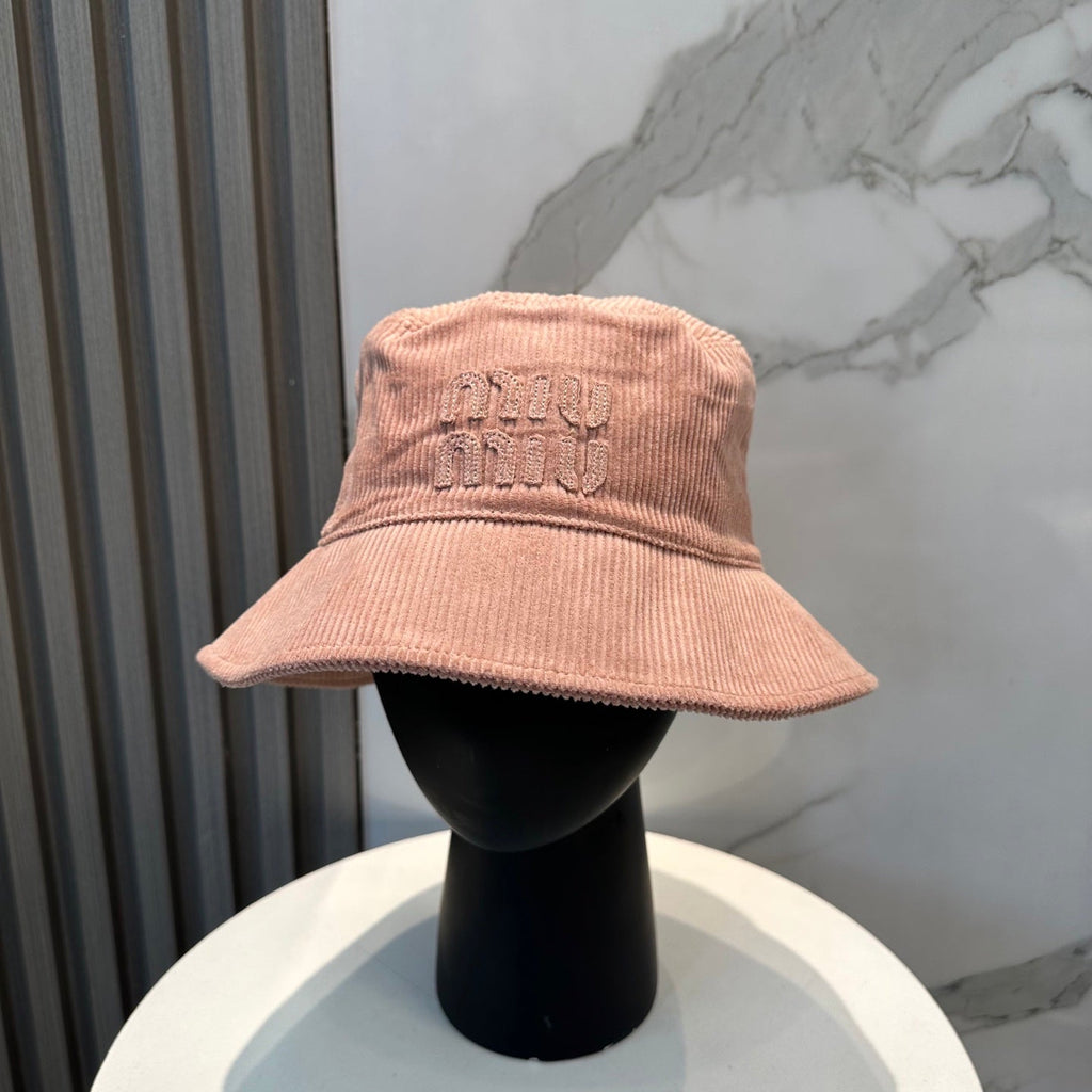 MIUMIU BUCKET IN PEACHY PINK VELVET WITH LOGO