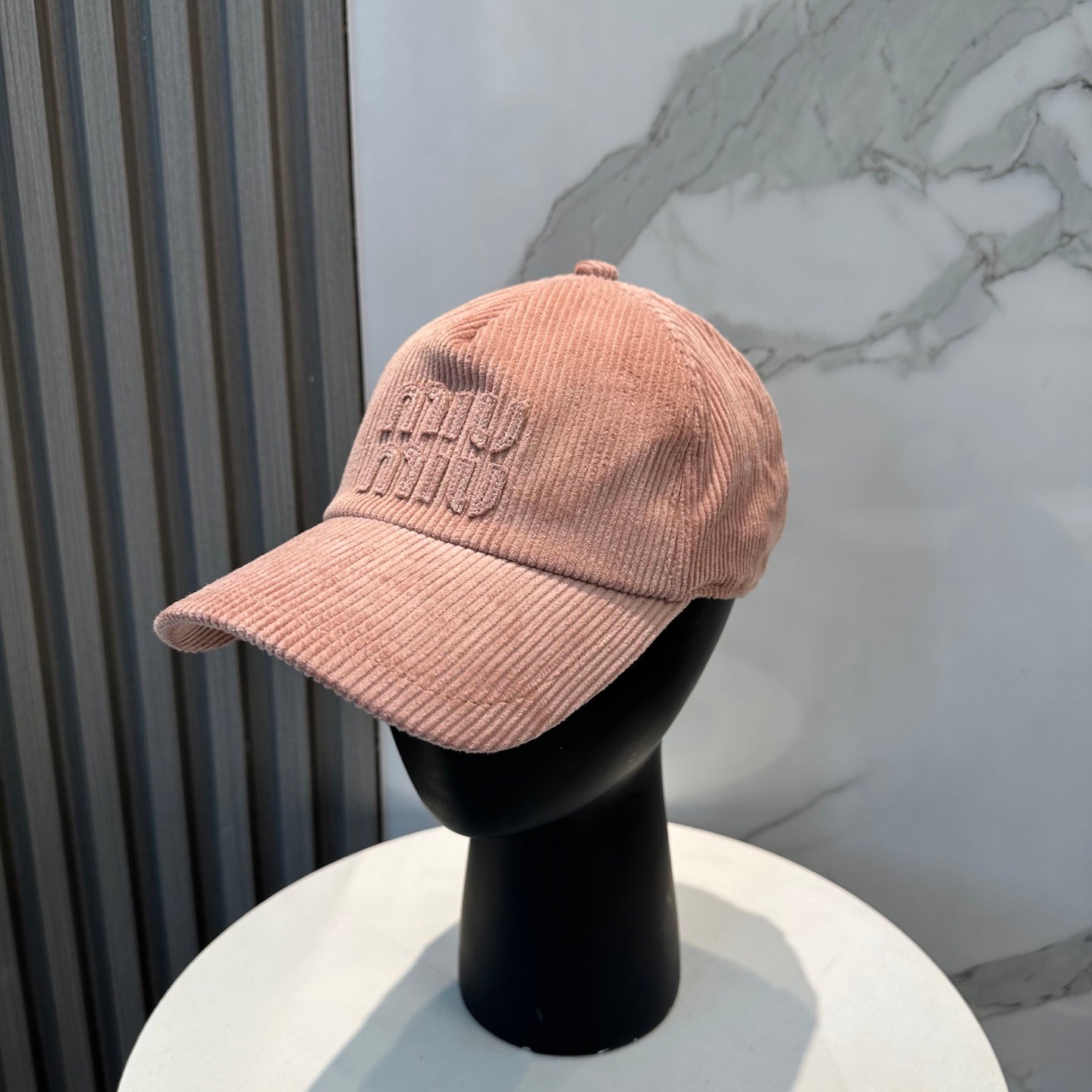 MIUMIU BASEBALL CAP IN PEACHY PINK VELVET