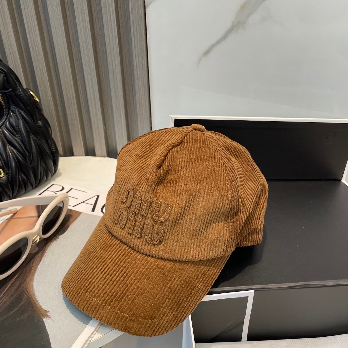 MIUMIU BASEBALL CAP IN BURNT ORANGE VELVET