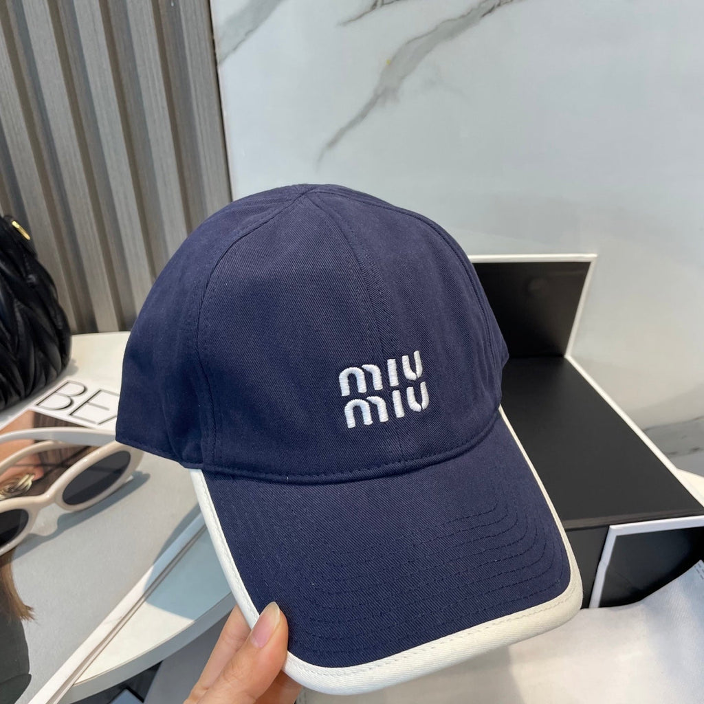 MIUMIU BASEBALL CAP IN NAVY BLUE FABRIC STYLE 7