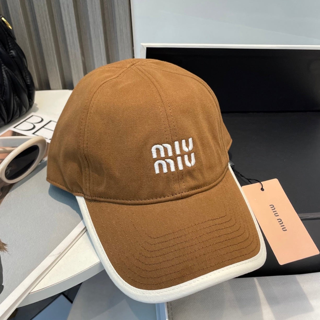 MIUMIU BASEBALL CAP IN BURNT ORANGE FABRIC STYLE 5