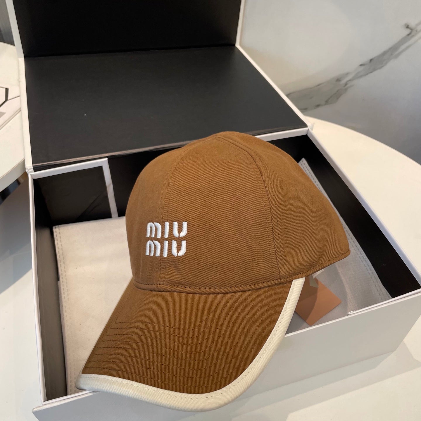 MIUMIU BASEBALL CAP IN BURNT ORANGE FABRIC STYLE 5
