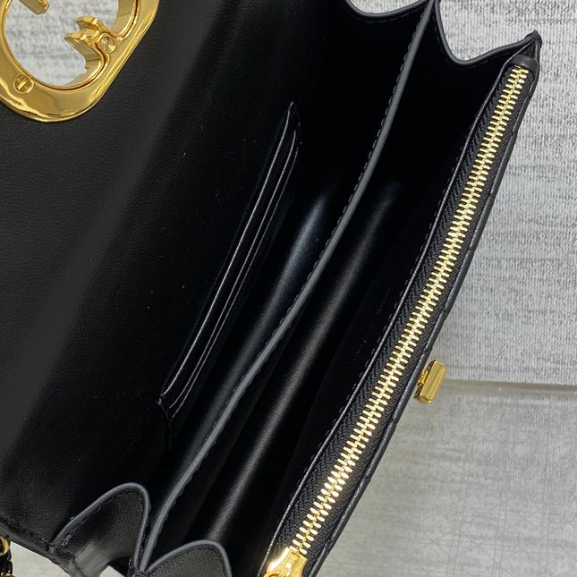 MISS CARO MINI 17 BAG IN BLACK MACROCANNAGE LAMBSKIN