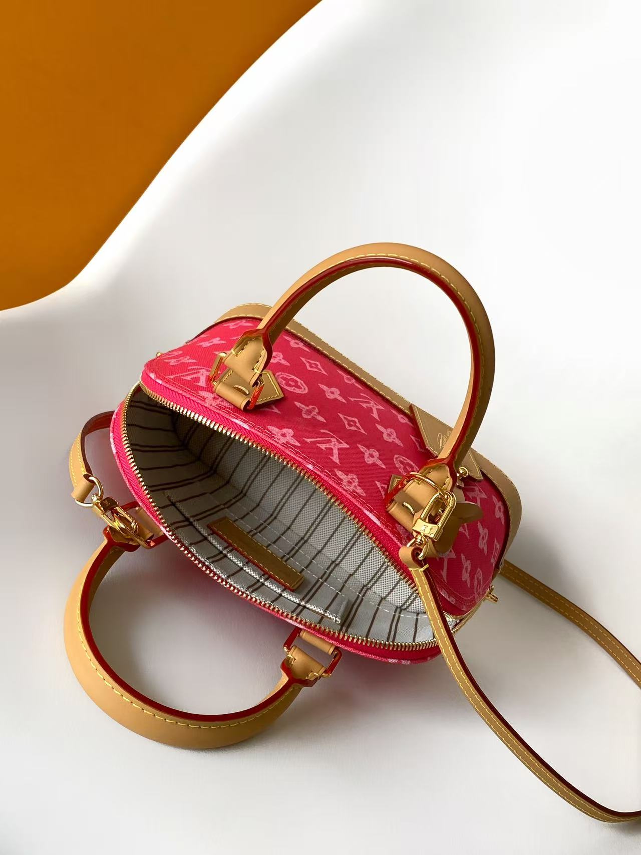 LV 26S ALMA BB BAG 23 IN DARK PINK MONOGRAM CANVAS