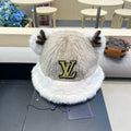 FISHERMAN HAT IN ECRU BEIGE MIX WHITE WOOL AND RABBIT FUR 409758