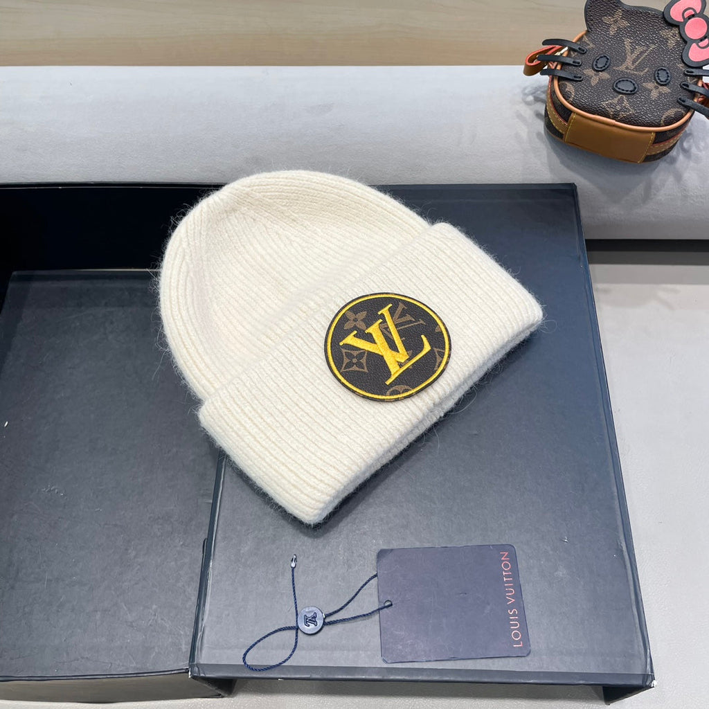 KNITTED BEANIE HAT IN BEIGE WOOL AND RABBIT FUR 417758