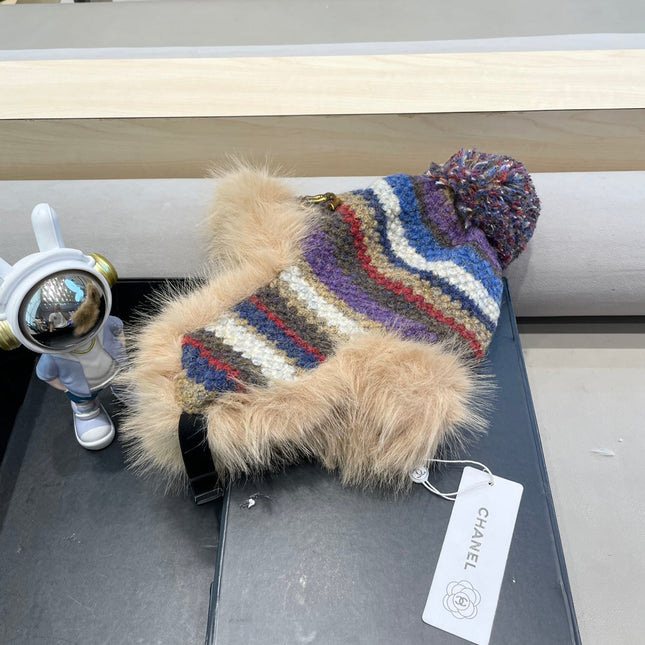 FLUFFY KNIT HAT WITH PLUSH LINING COLORFUL 428156