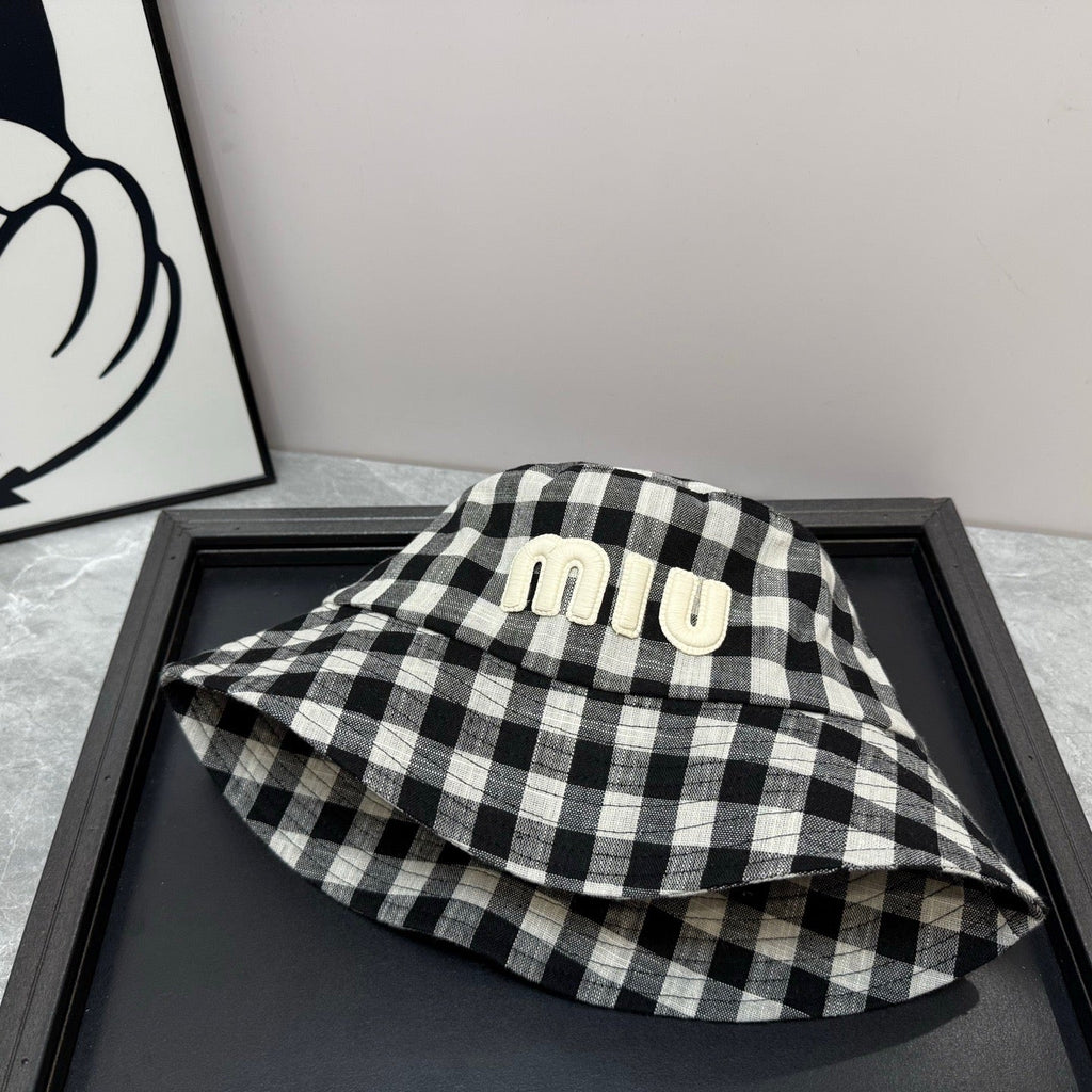 MIUMIU BUCKET CHECKED PATTERN WITH LOGO
