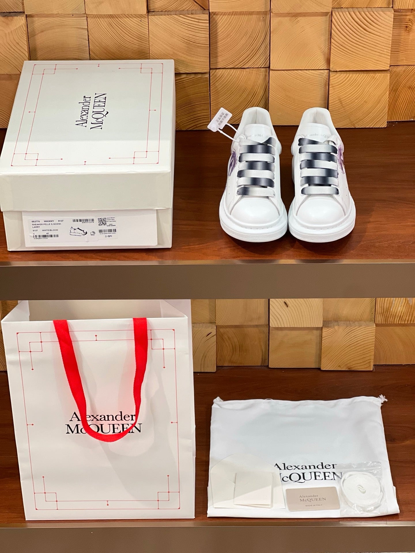 OVERSIZED SNEAKERS IN WHITE CALFSKIN MYTHIC PRINT