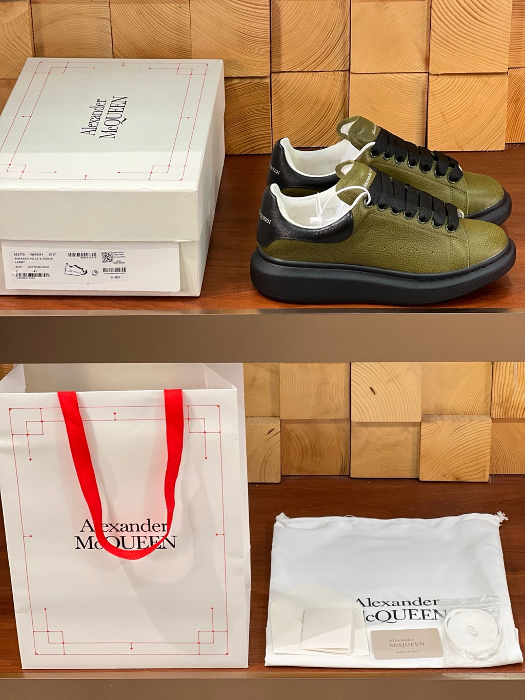 OVERSIZED SNEAKERS IN ARMY GREEN CALFSKIN
