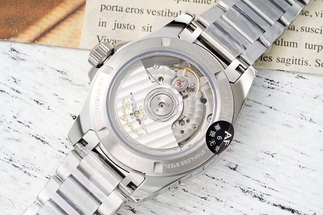 CONQUEST WATCH SILVER CASE WITH COIN GRAY DIAL