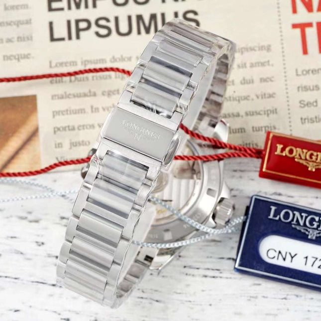 CONQUEST WATCH SILVER CASE WITH NAVY BLUE DIAL