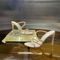CLEO GOLD SANDAL WITH CRYSTALS 95 MM