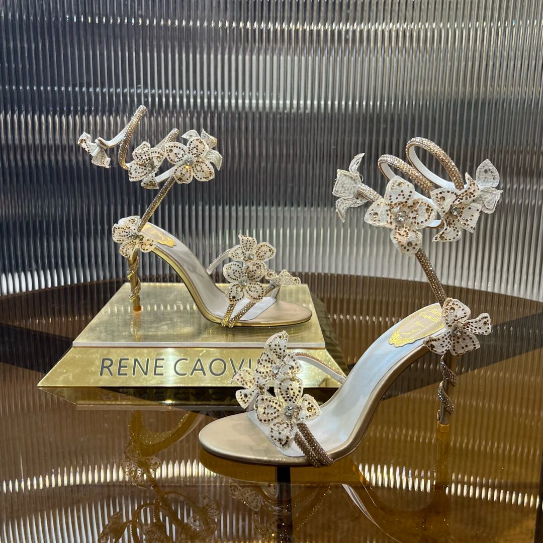 MARGOT WHITE SANDAL WITH FLOWERS 95 MM LIGHT GOLD