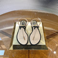RENE CAOVILLA THONG SANDALS IN BEIGE MIX BLACK CALFSKIN