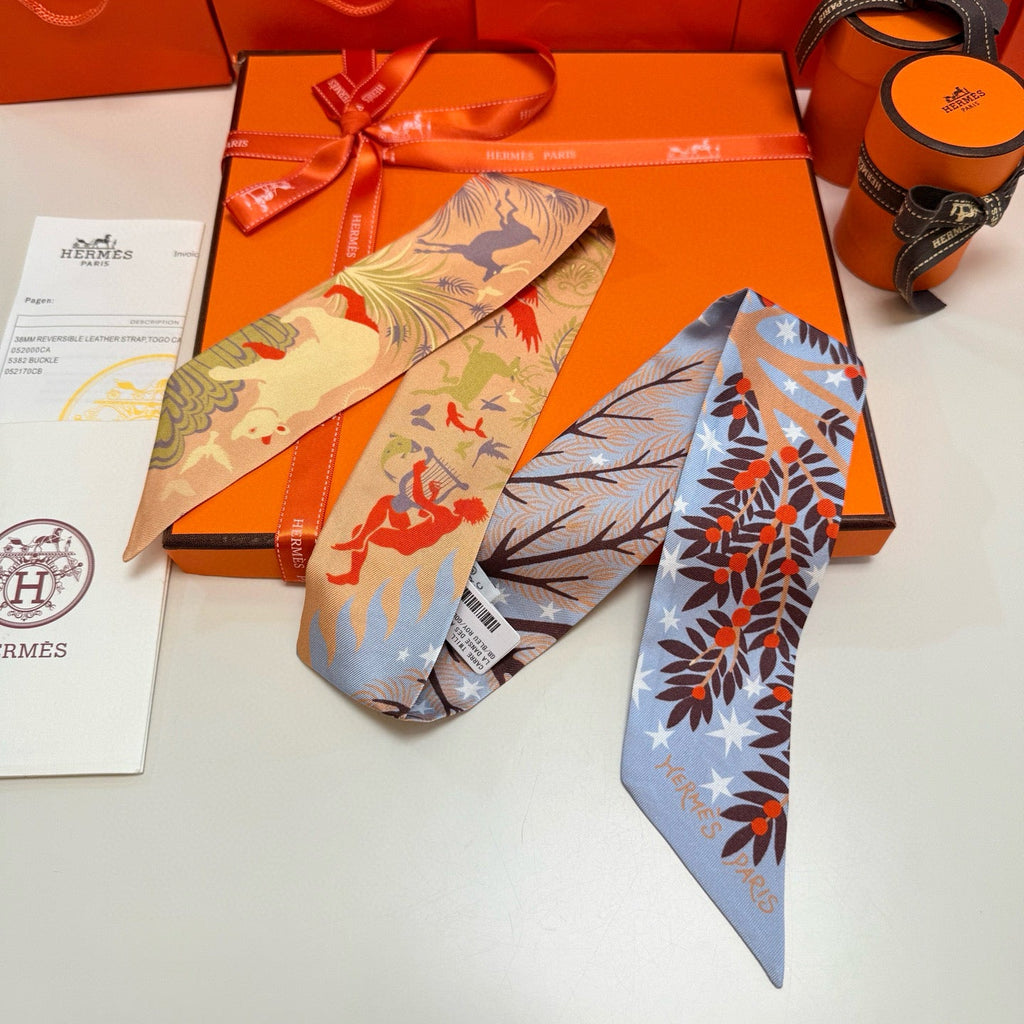 HERMES 25S SILK NECKERCHIEF 86 IN SILK 714350