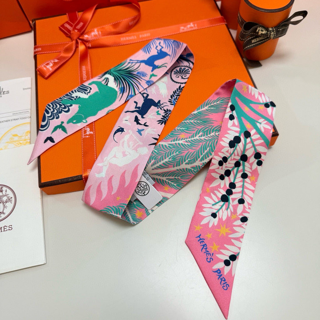 HERMES 25S SILK NECKERCHIEF 86 IN SILK 714357