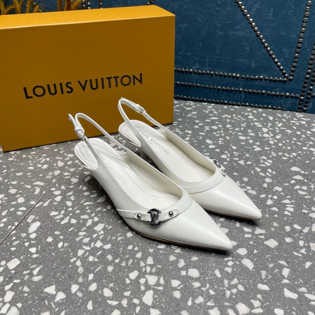 HIGH HEEL 55 MM SLINGBACKS IN WHITE SHEEPSKIN