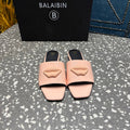 BALMAIN 26S SLIPPERS IN LIGHT PINK GLOSSY CALFSKIN