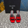 BALMAIN 26S HIGH-HEELED SANDALS 95 MM IN RED CALFSKIN STYLE 1