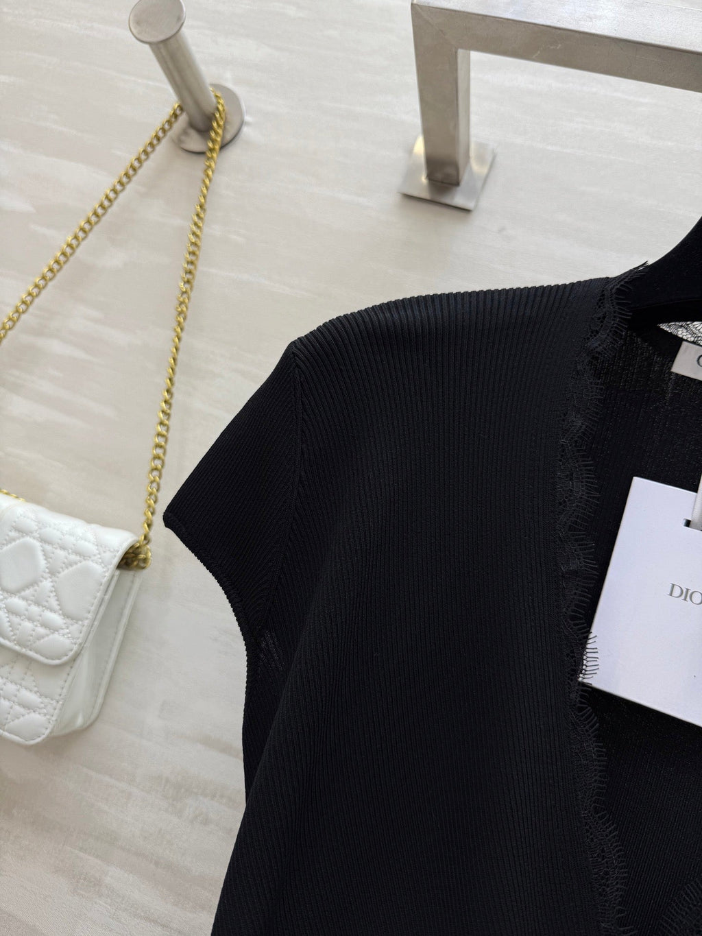 DIOR 26S CROSSOVER LACE-TRIM TOP 1201