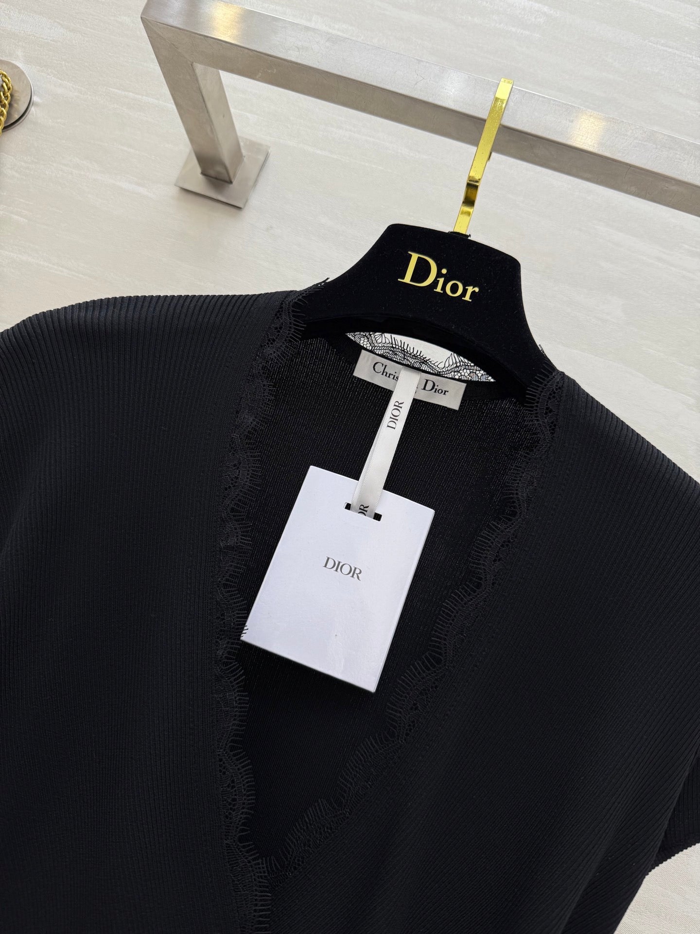 DIOR 26S CROSSOVER LACE-TRIM TOP 1201