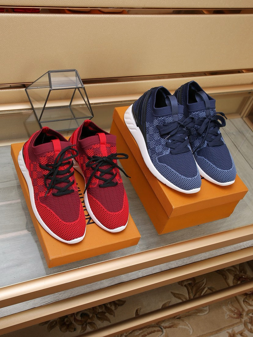 LV SNEAKERS IN COBALT BLUE MESH FABRIC