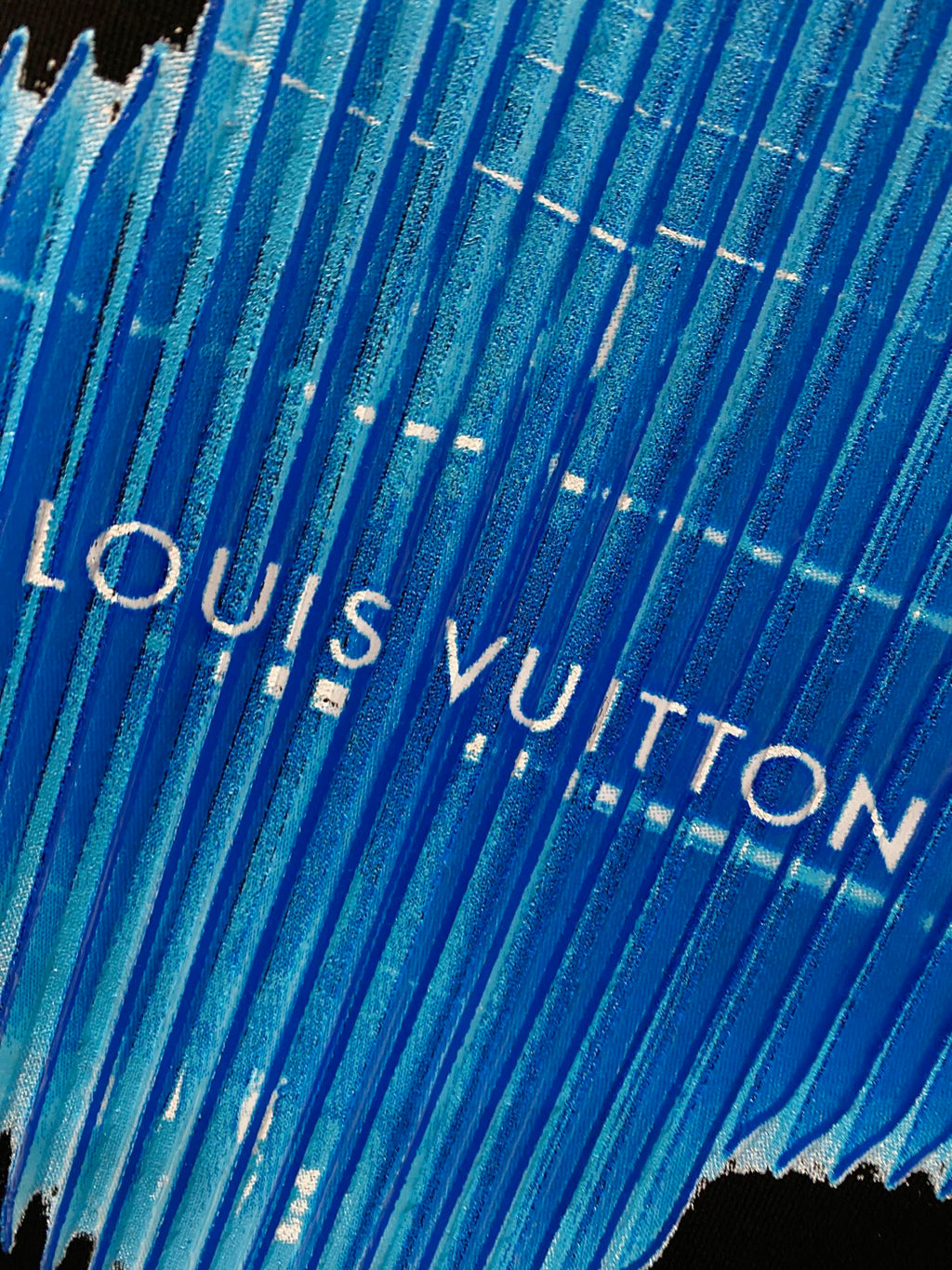 LV T-SHIRT IN BLACK COTTON BLUE LOGO PRINT 238836