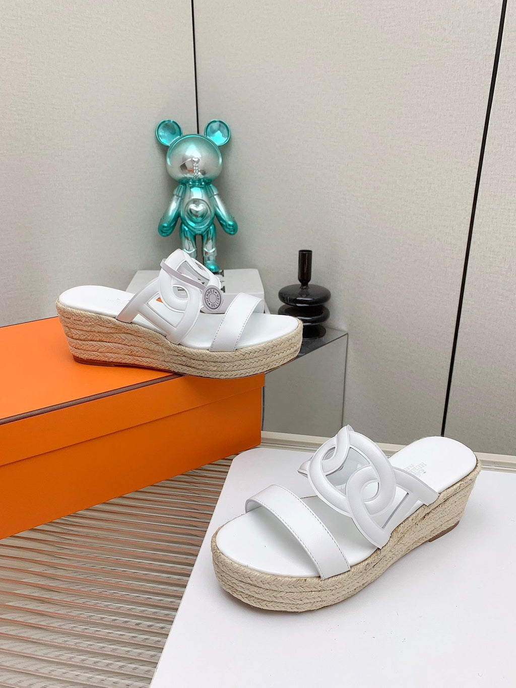 ITHEA 85 MM ESPADRILLE IN WHITE CALFSKIN