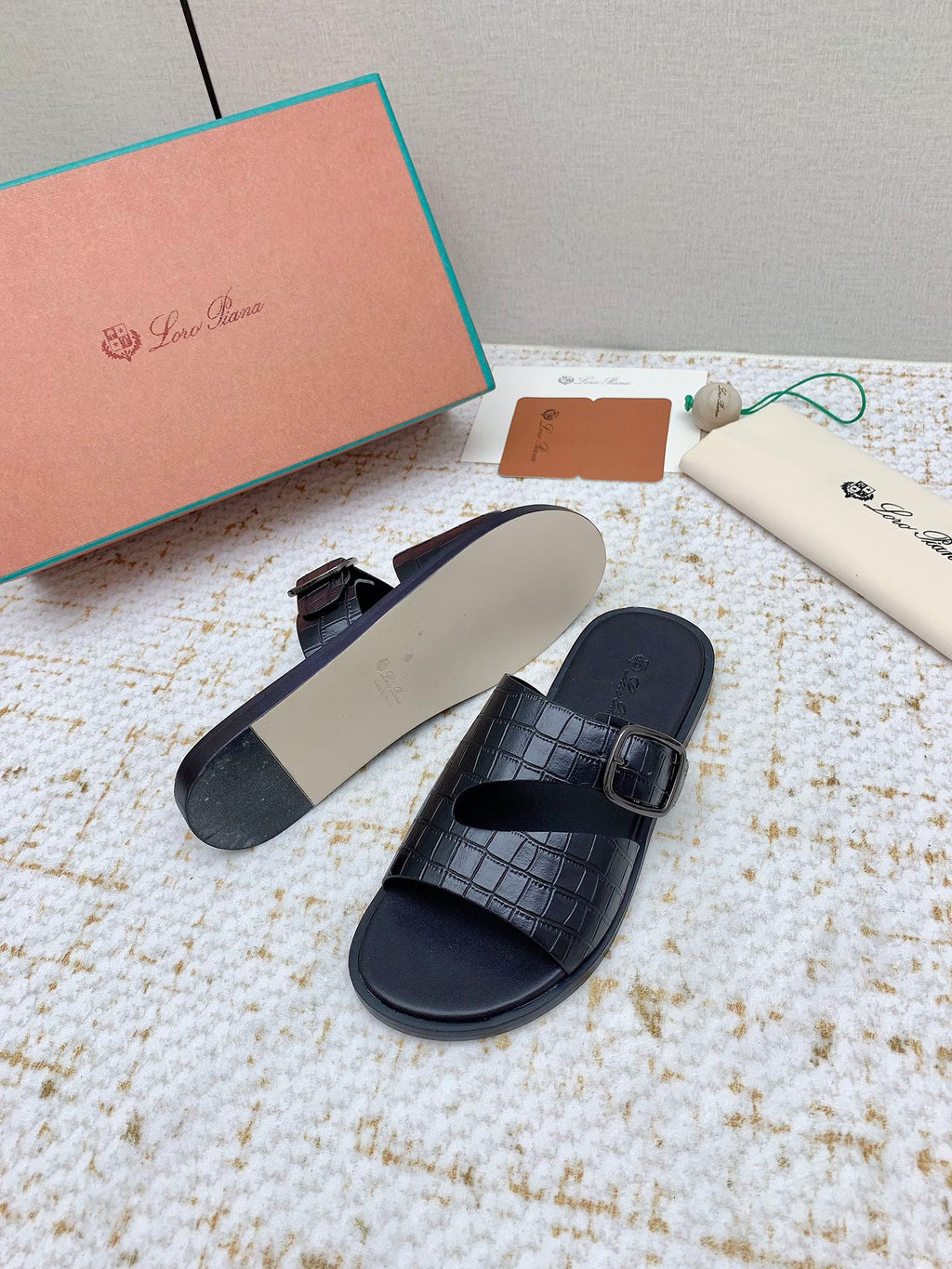 SANDALS IN BLACK SNAKE EMBOSSED CALFSKIN