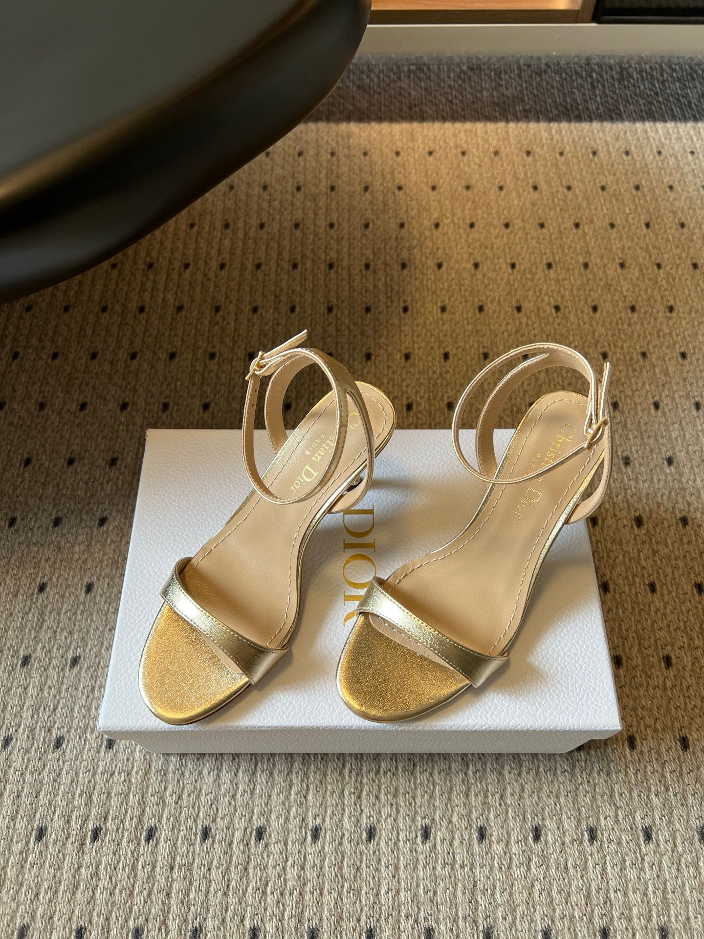 DIOR 26S CRYSTAL HIGH-HEEL SANDALS 80 MM IN GOLD LAMBSKIN