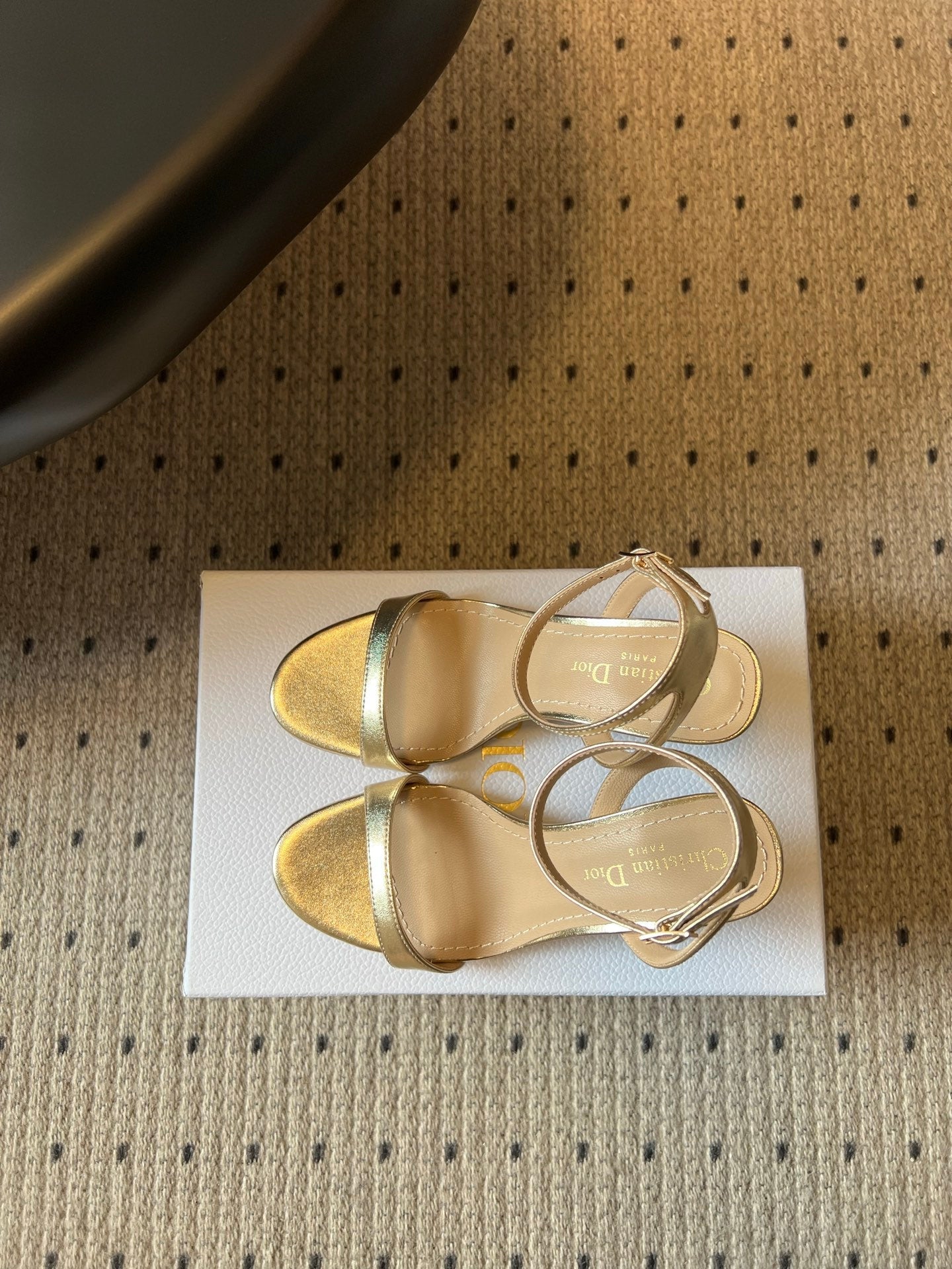 DIOR 26S CRYSTAL HIGH-HEEL SANDALS 80 MM IN GOLD LAMBSKIN