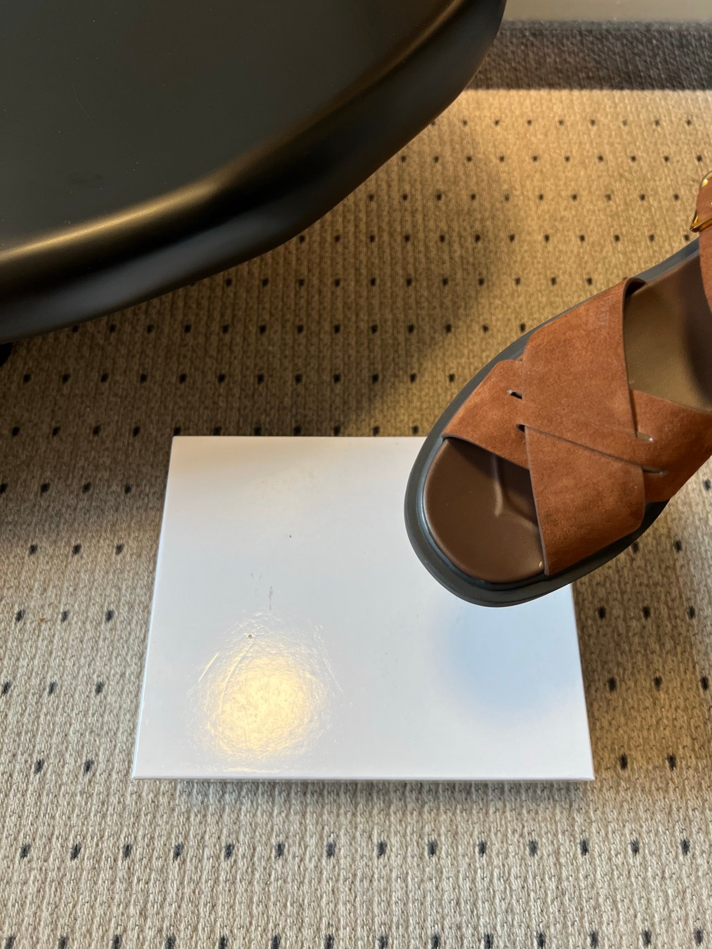 PRADA 26S CROSS STRAP PLATFORM SANDALS 35MM IN BROWN SUEDE