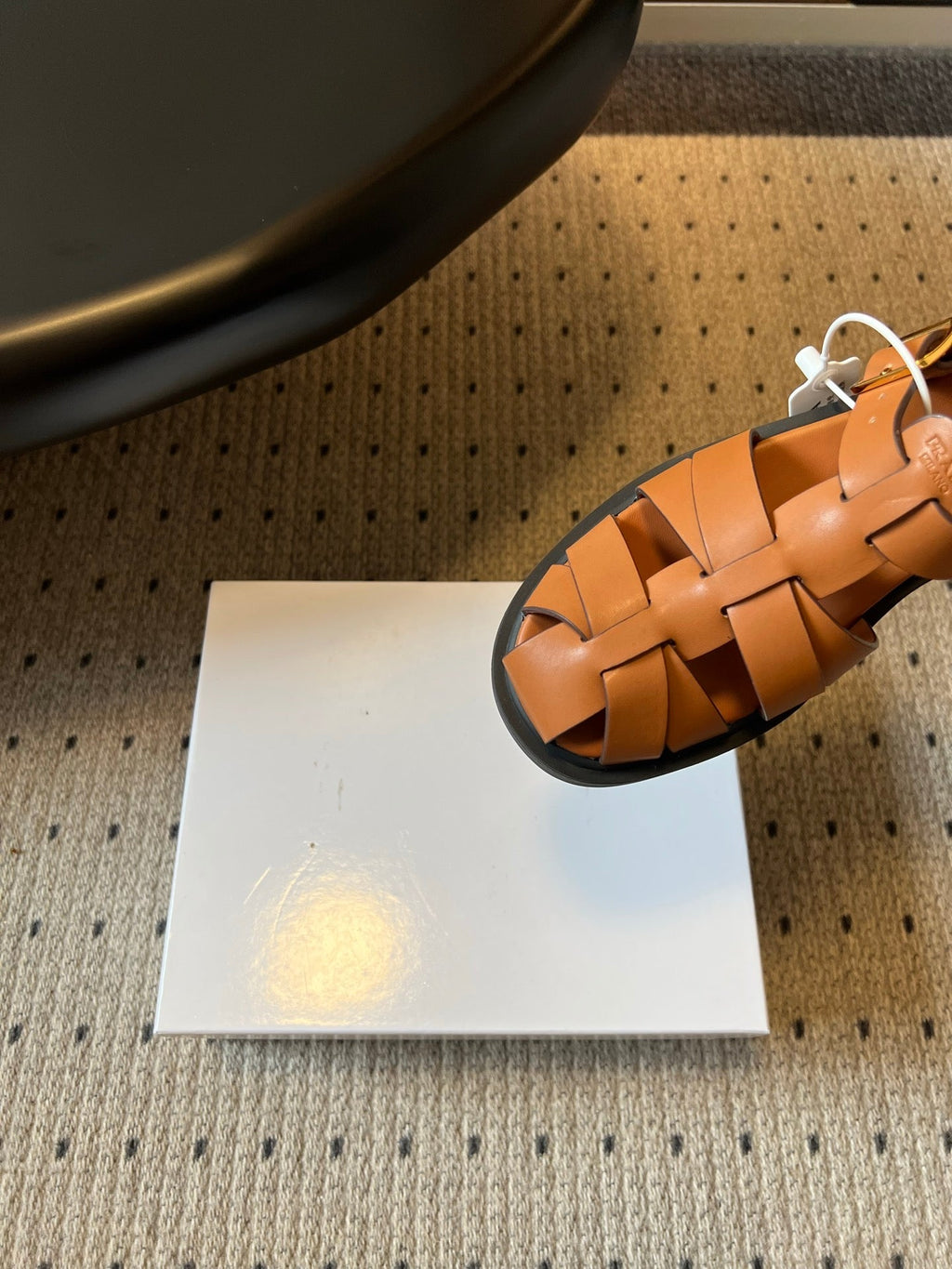 PRADA 26S ANKLE STRAP FISHERMAN SANDALS IN BROWN CALFSKIN