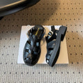 PRADA 26S ANKLE STRAP FISHERMAN SANDALS IN BLACK CALFSKIN