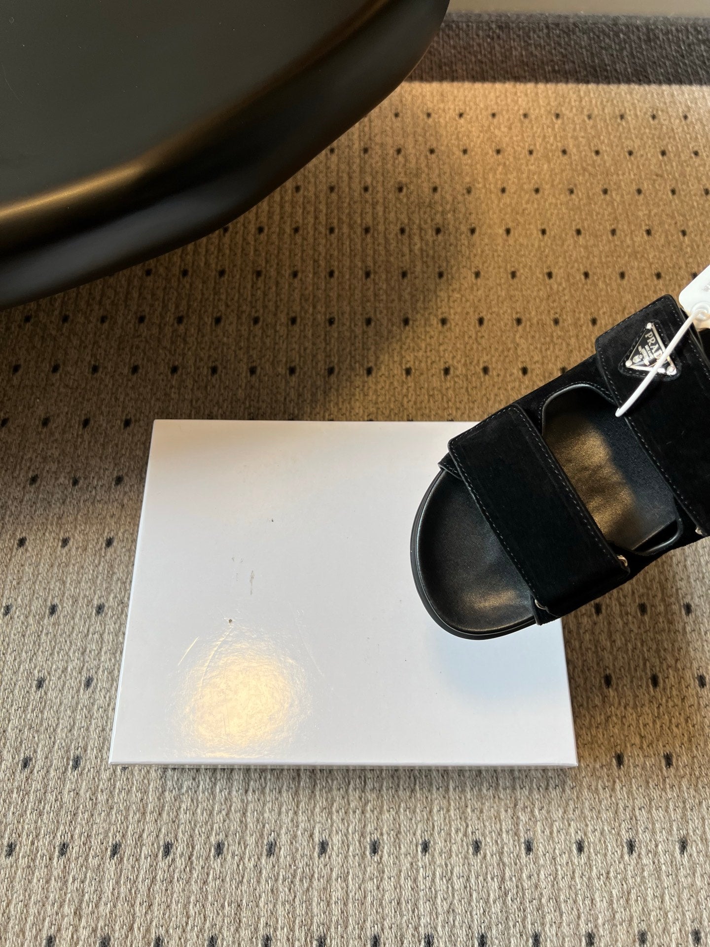 PRADA 26S DOUBLE STRAP SLIDES 35MM IN BLACK SUEDE