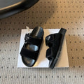 PRADA 26S DOUBLE STRAP SLIDES 35MM IN BLACK SUEDE