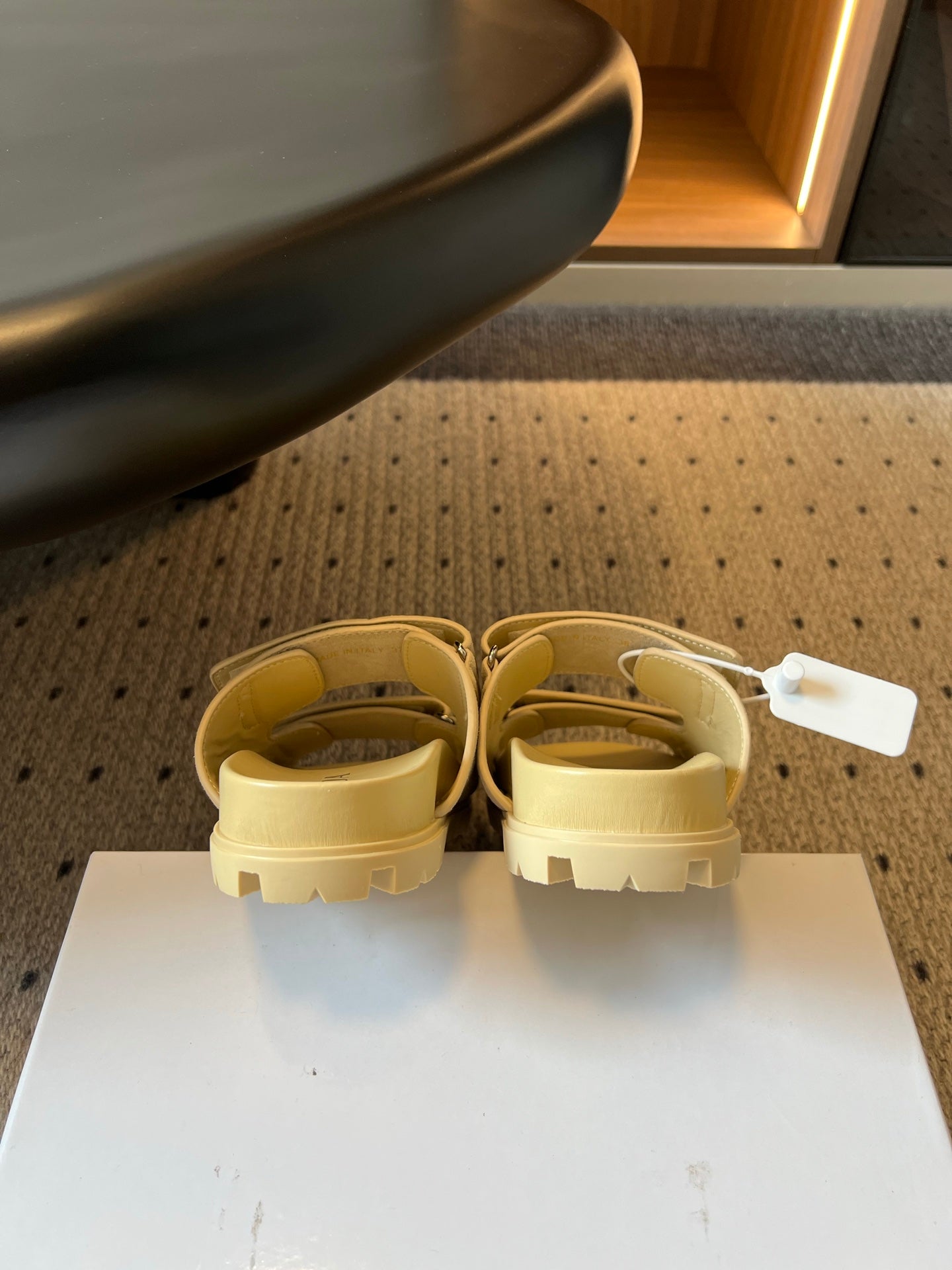 PRADA 26S DOUBLE STRAP SLIDES 35MM IN BEIGE SUEDE
