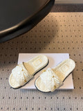 DIOR 26S SLIDES IN WHITE CALFSKIN WITH BOW