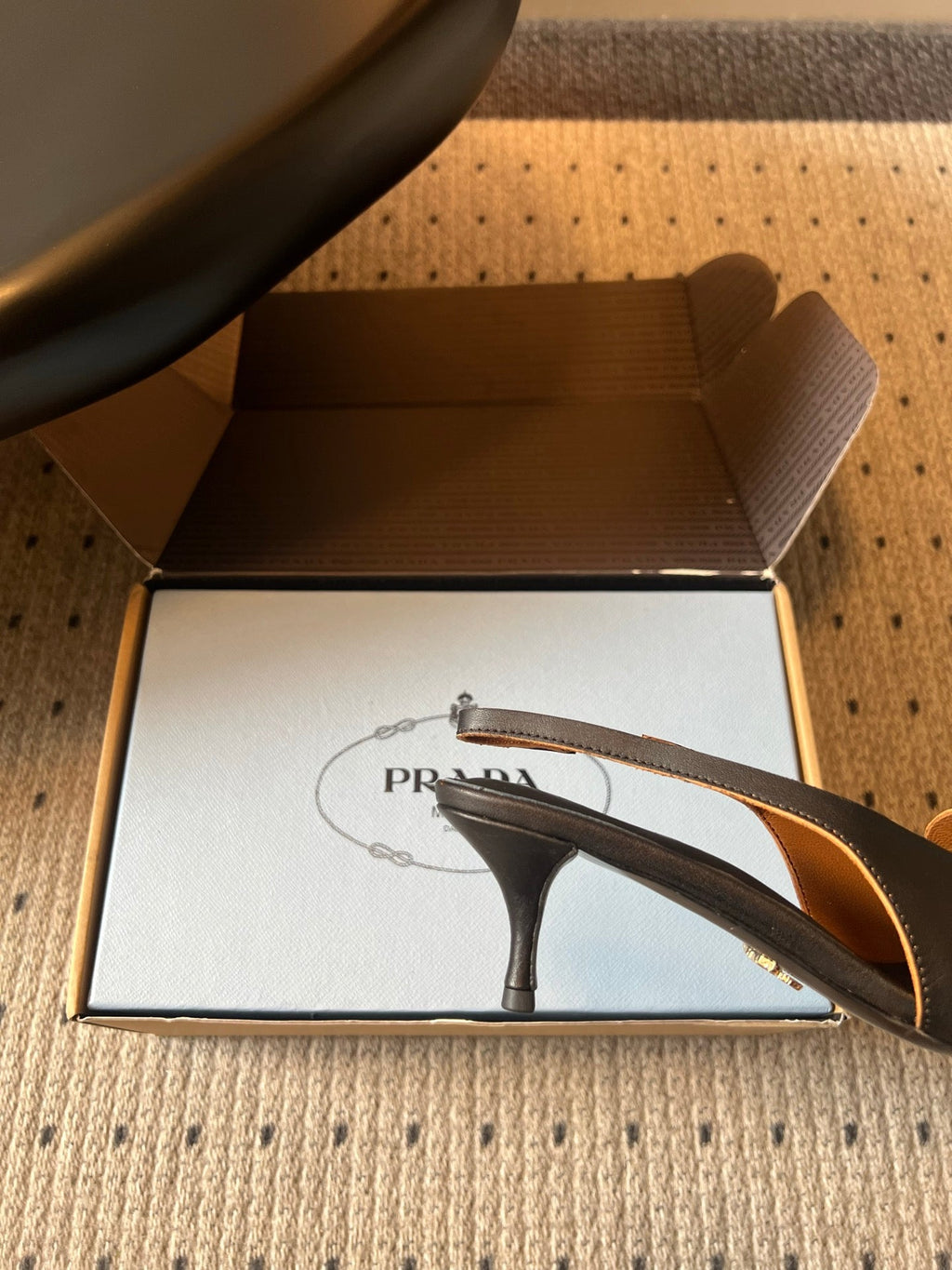 PRADA 26S POINTED TOE FRINGE BOW SLINGBACK PUMPS 55MM IN BLACK CALFSKIN