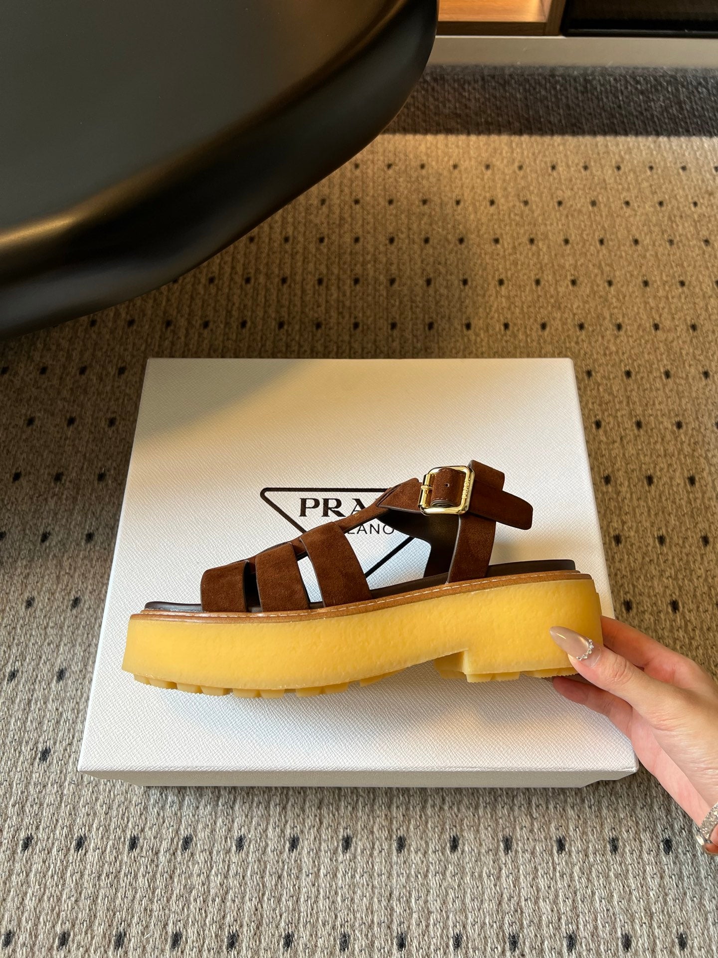 PRADA 26S SANDALS 55MM IN BROWN SUEDE