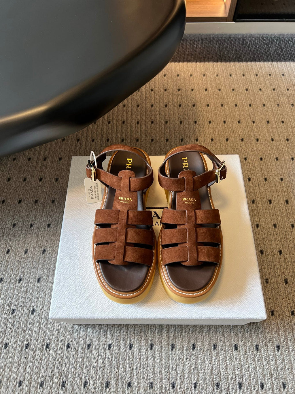PRADA 26S SANDALS 55MM IN BROWN SUEDE