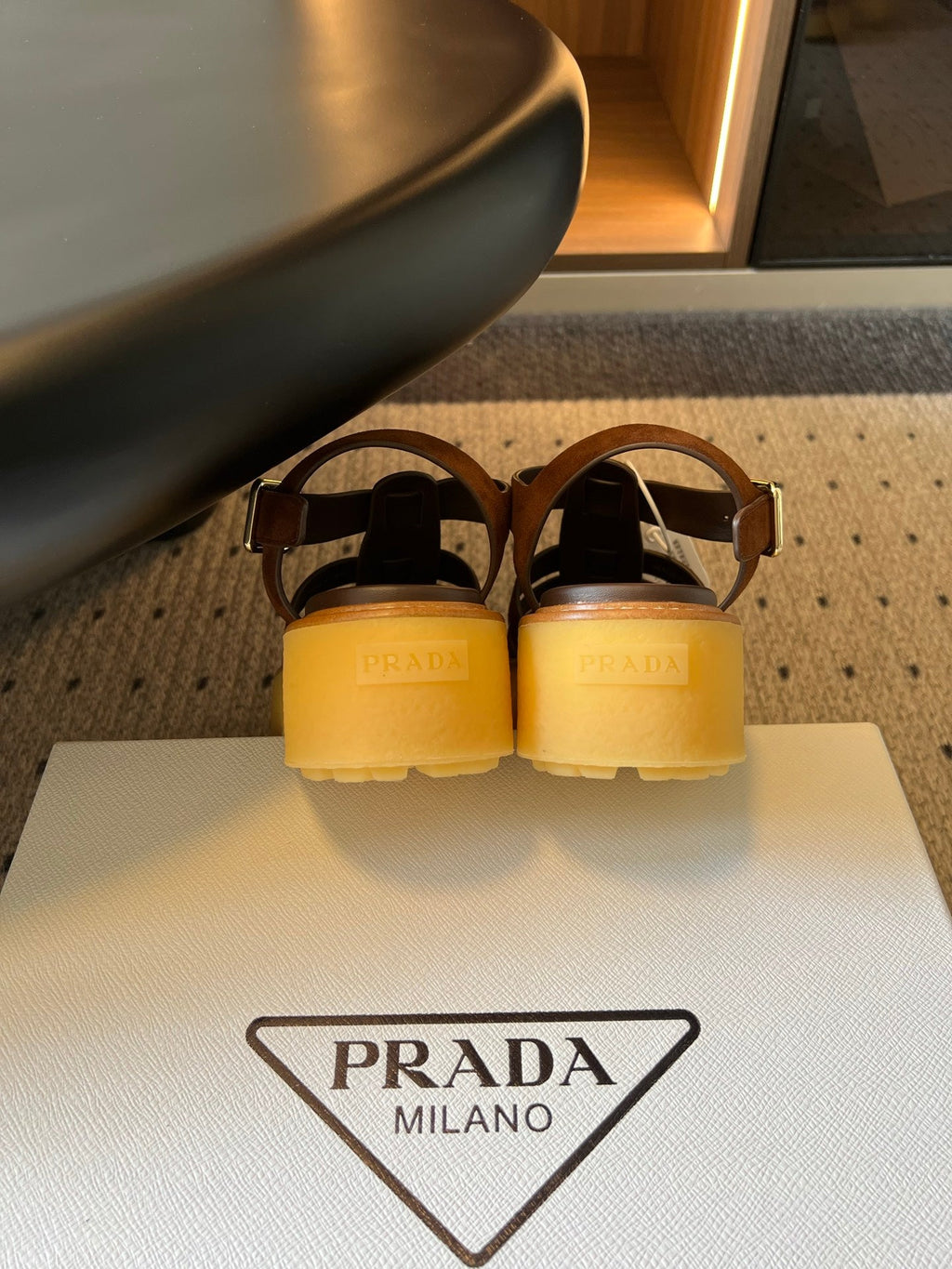 PRADA 26S SANDALS 55MM IN BROWN SUEDE