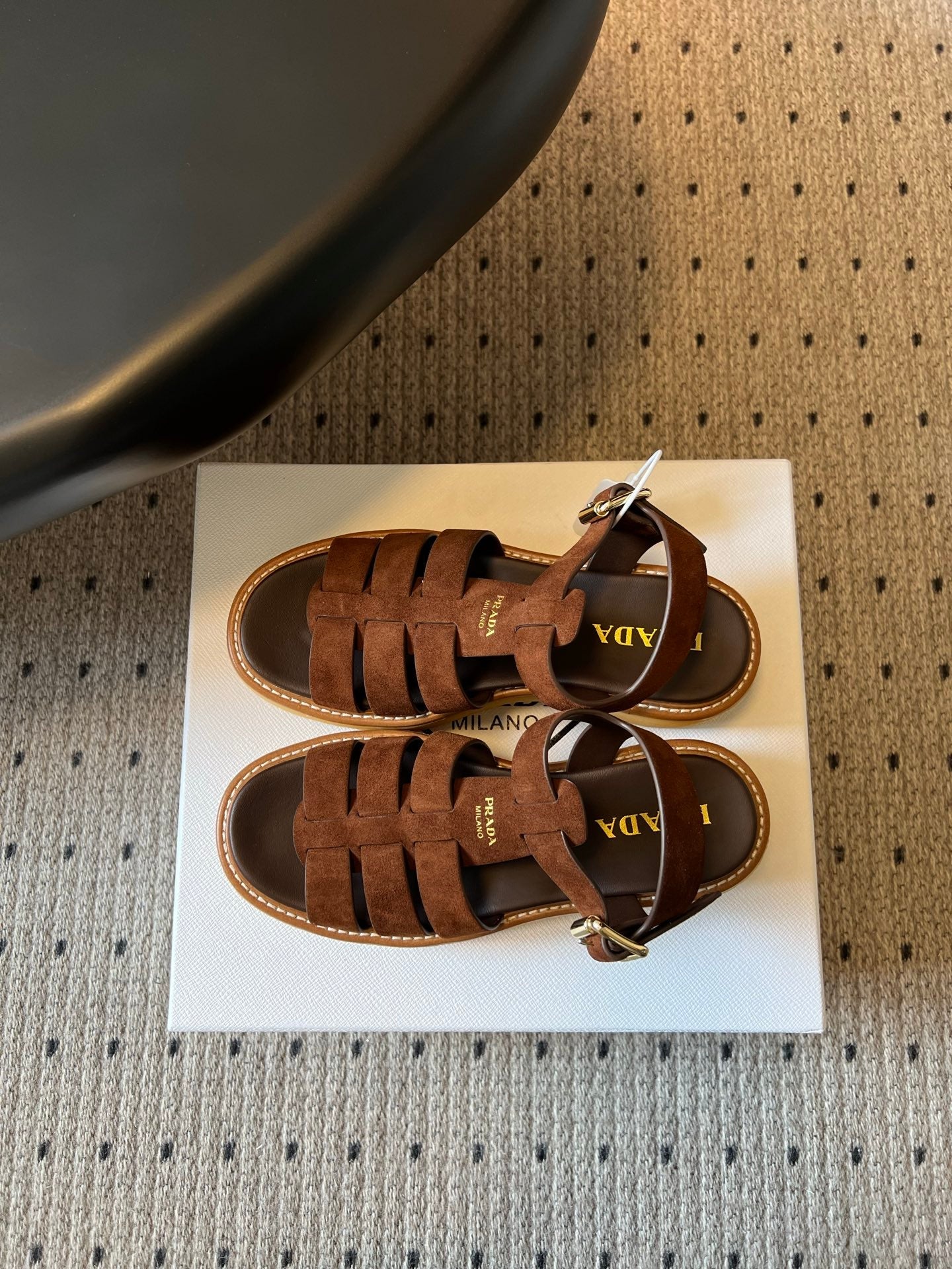 PRADA 26S SANDALS 55MM IN BROWN SUEDE