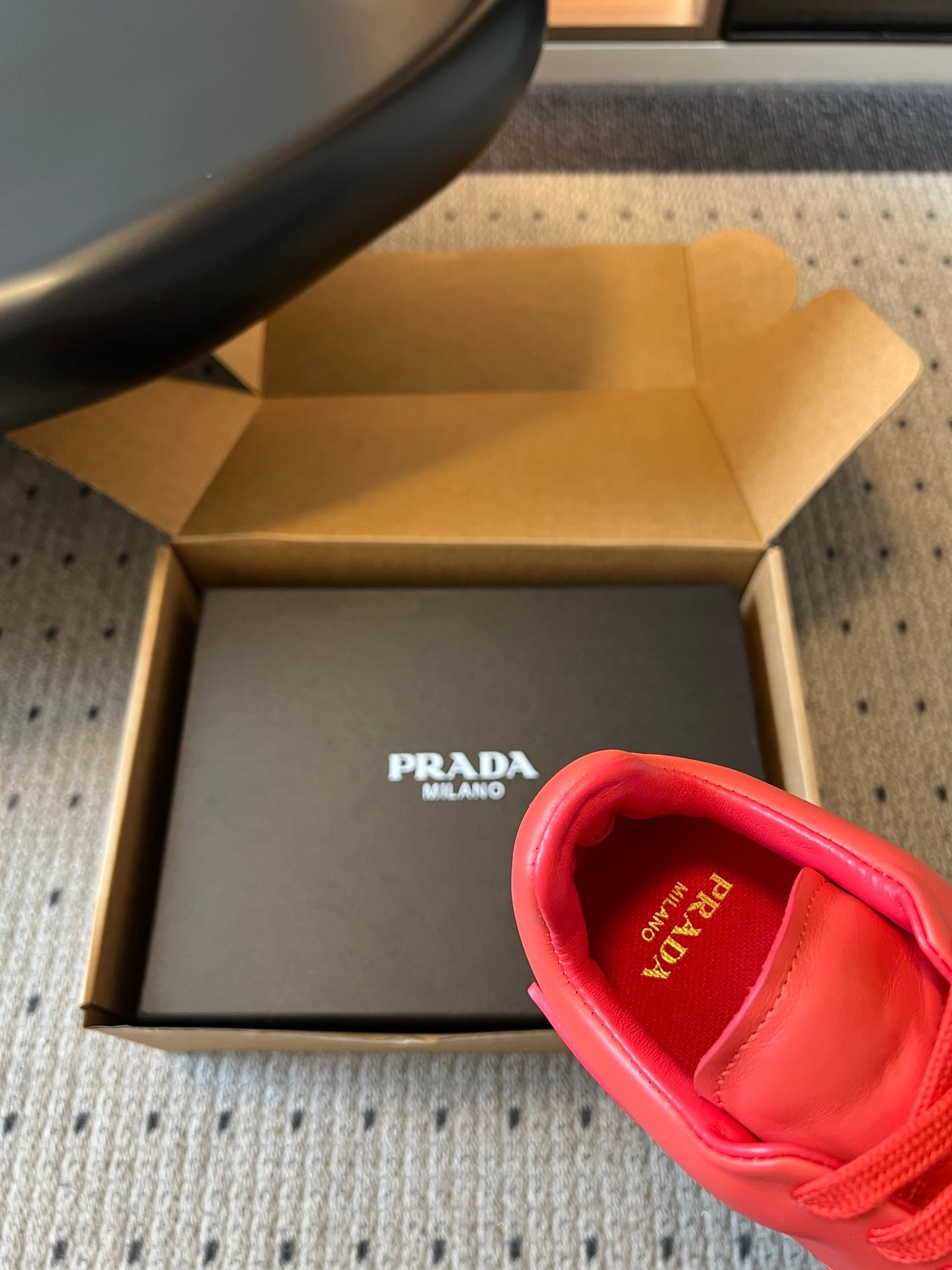PRADA 26S LACE UP SNEAKERS 40MM IN RED CALFSKIN