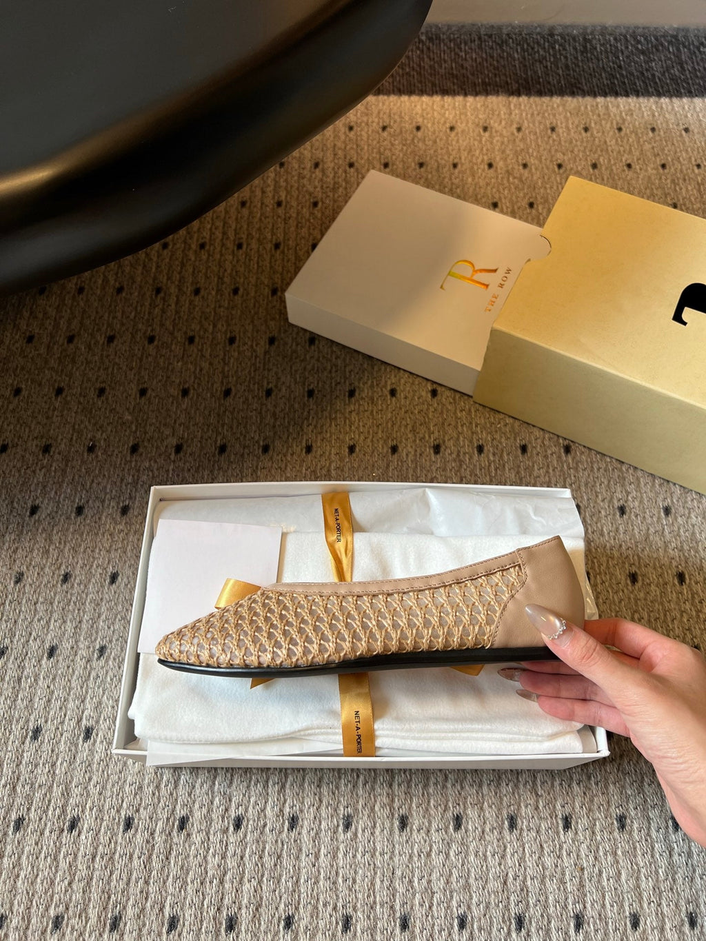 THE ROW 26S BALLET FLATS IN NUDE BEIGE MESH